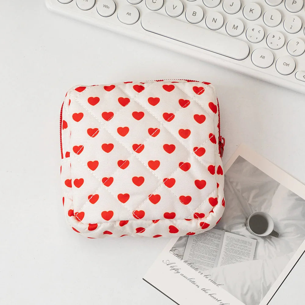Heart Print Sanitary Napkins Storage Bag Feminine Period