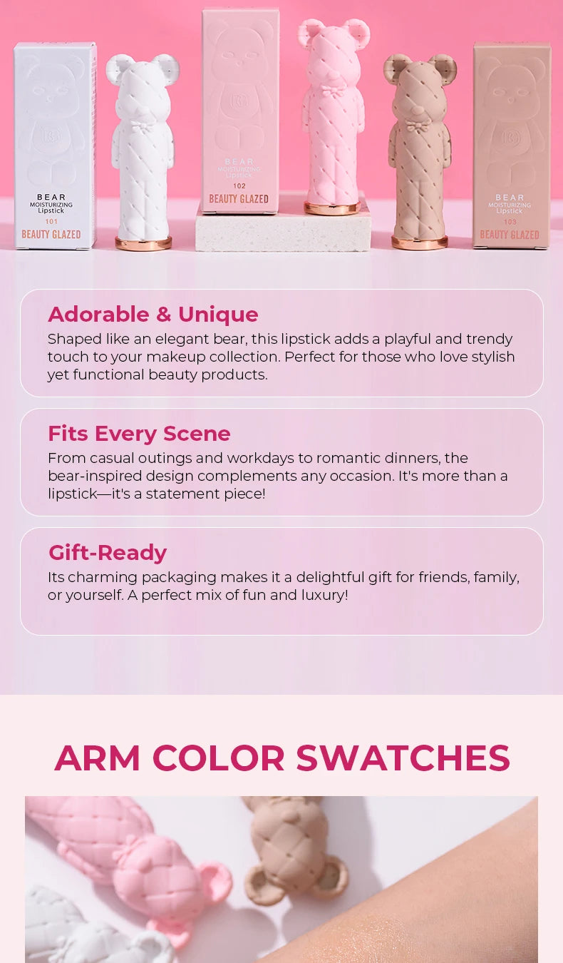 Beauty Glazed Bear Moisturizing Lipstick Colored Lip Balm