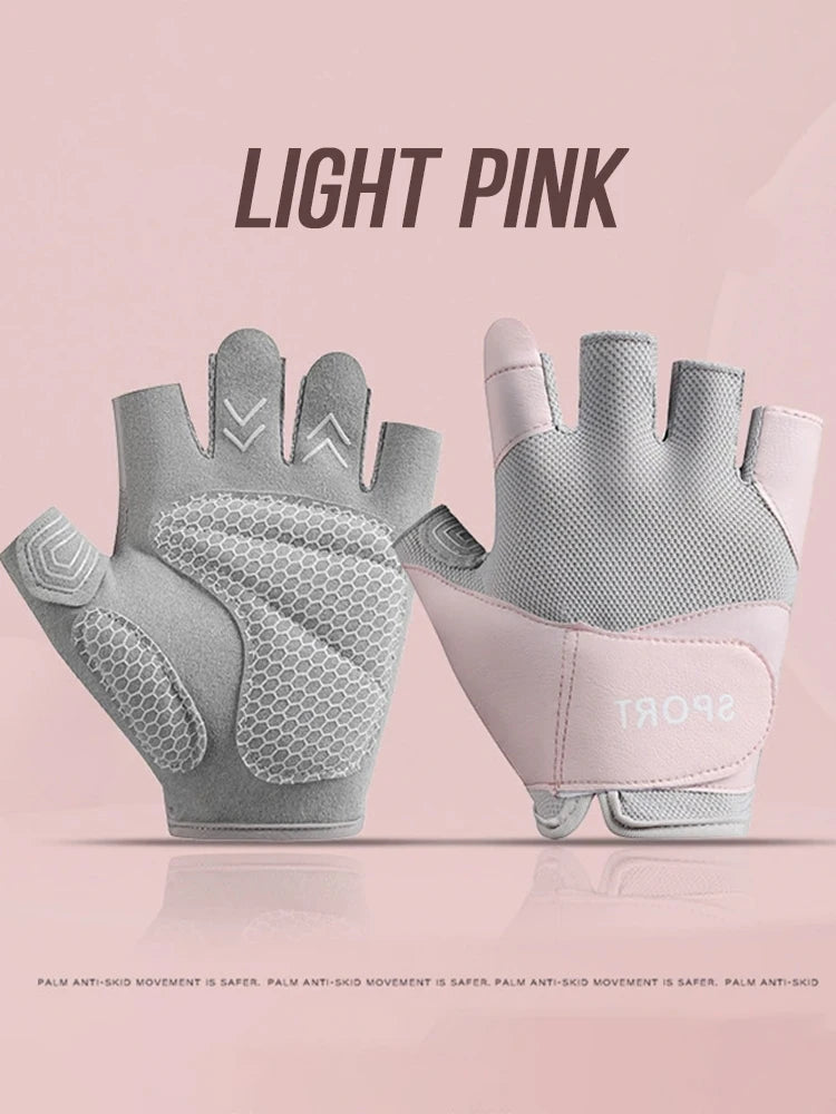Fitness gloves - anti-slip anti-curl semi-fingered