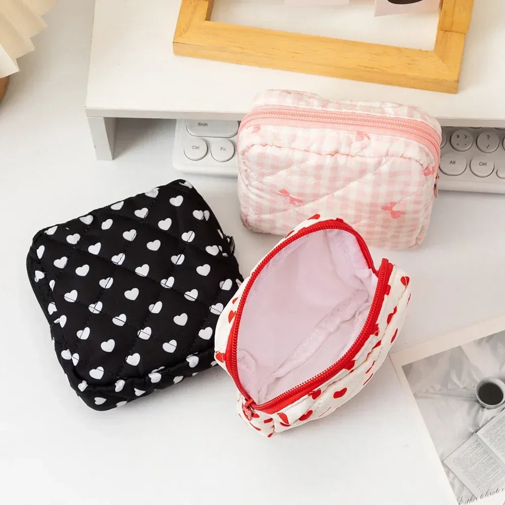 Heart Print Sanitary Napkins Storage Bag Feminine Period