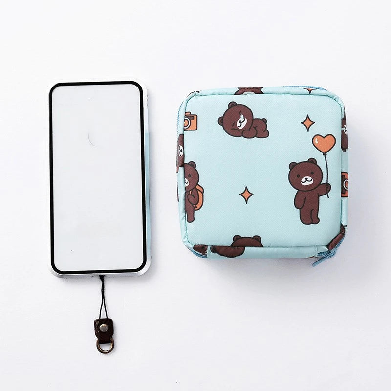 Heart Print Sanitary Napkins Storage Bag Feminine Period
