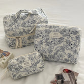 1PC Pink Strawberry Women Cosmetic Quilted Bag in floral print, perfect for cosmetic storage.