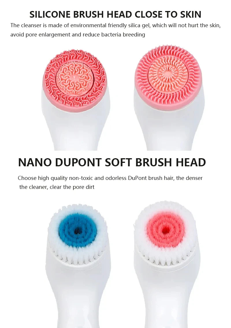 3 In 1 Electric Cleansing Brush Vibrations Facial Cleaner