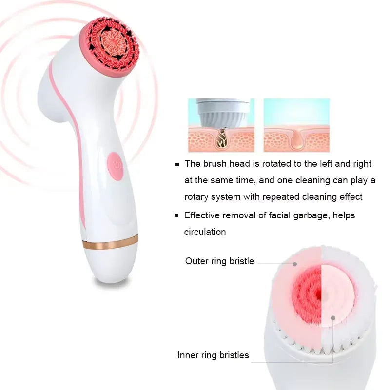 3 In 1 Electric Cleansing Brush Vibrations Facial Cleaner