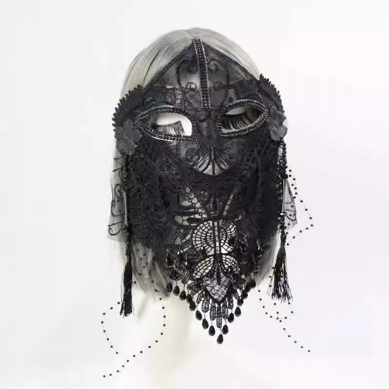 Beauty Mysterious Full Face Black Lace Veil Mask Holiday