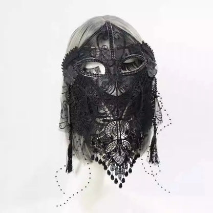 Beauty Mysterious Full Face Black Lace Veil Mask Holiday