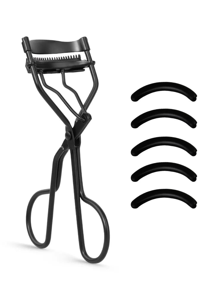 1 portable eyelash curler with 5 silicone pads