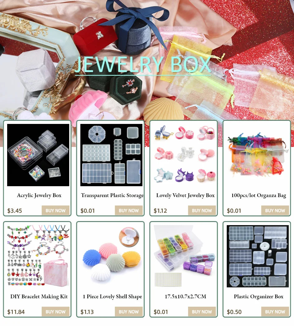 Transparent Plastic Storage Jewelry Box Compartment