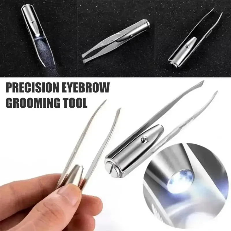Stainless Steel Eyebrow Clip with LED Light