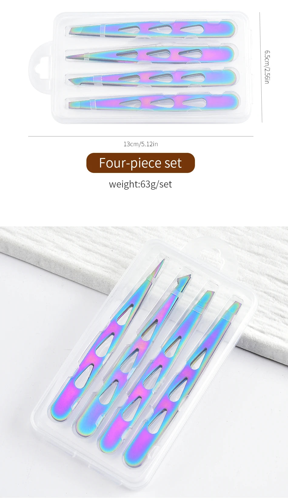 4pcs Eyebrow Tweezers Set - Professional Precision for Brow