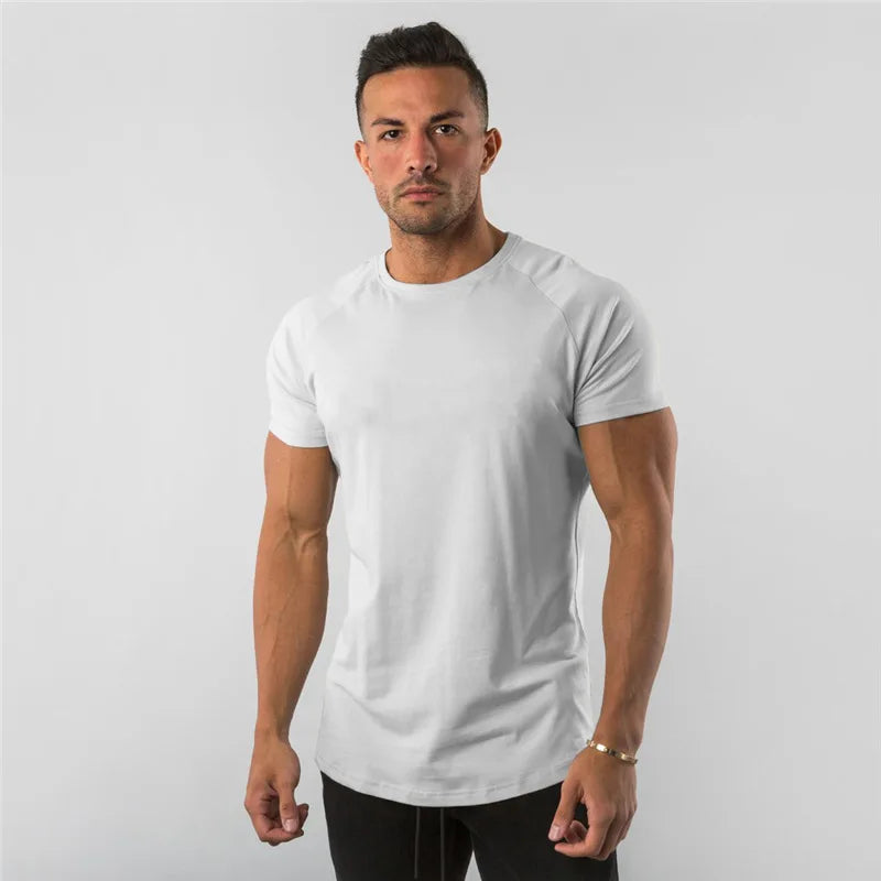 Fitness T-Shirt Men Bodybuilding Short Sleeve Sport Running