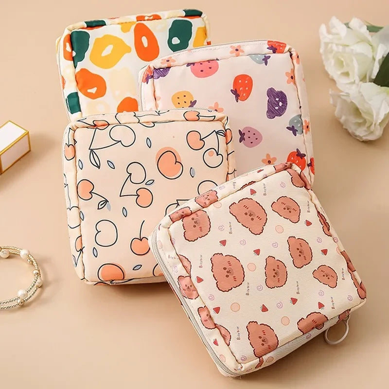 Heart Print Sanitary Napkins Storage Bag Feminine Period