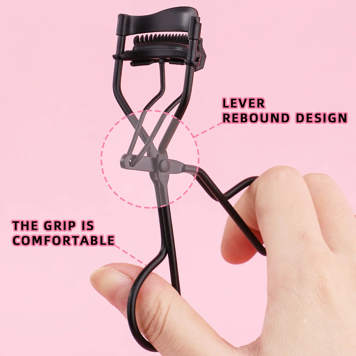1 portable eyelash curler with 5 silicone pads