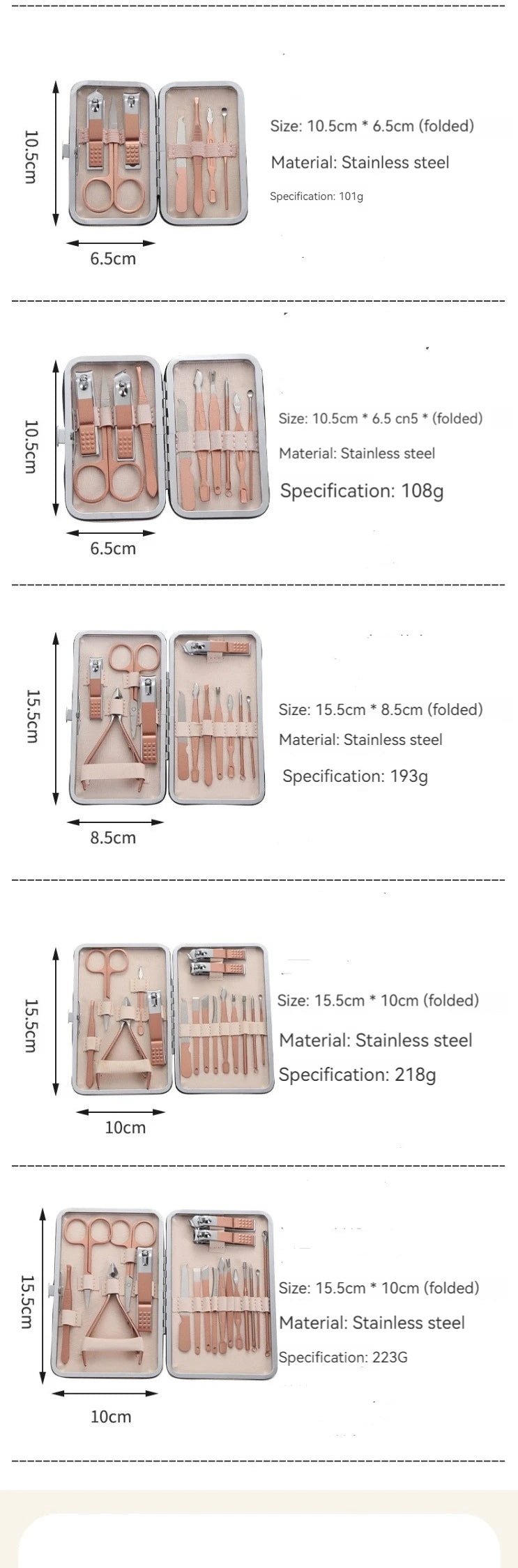 New Rose Gold& Black Nail Scissors Set Nail Clippers