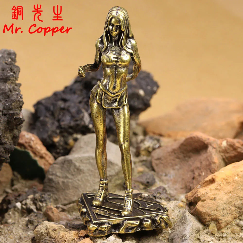 Brass Beautiful Girl Model Small Statue Beauty Lady