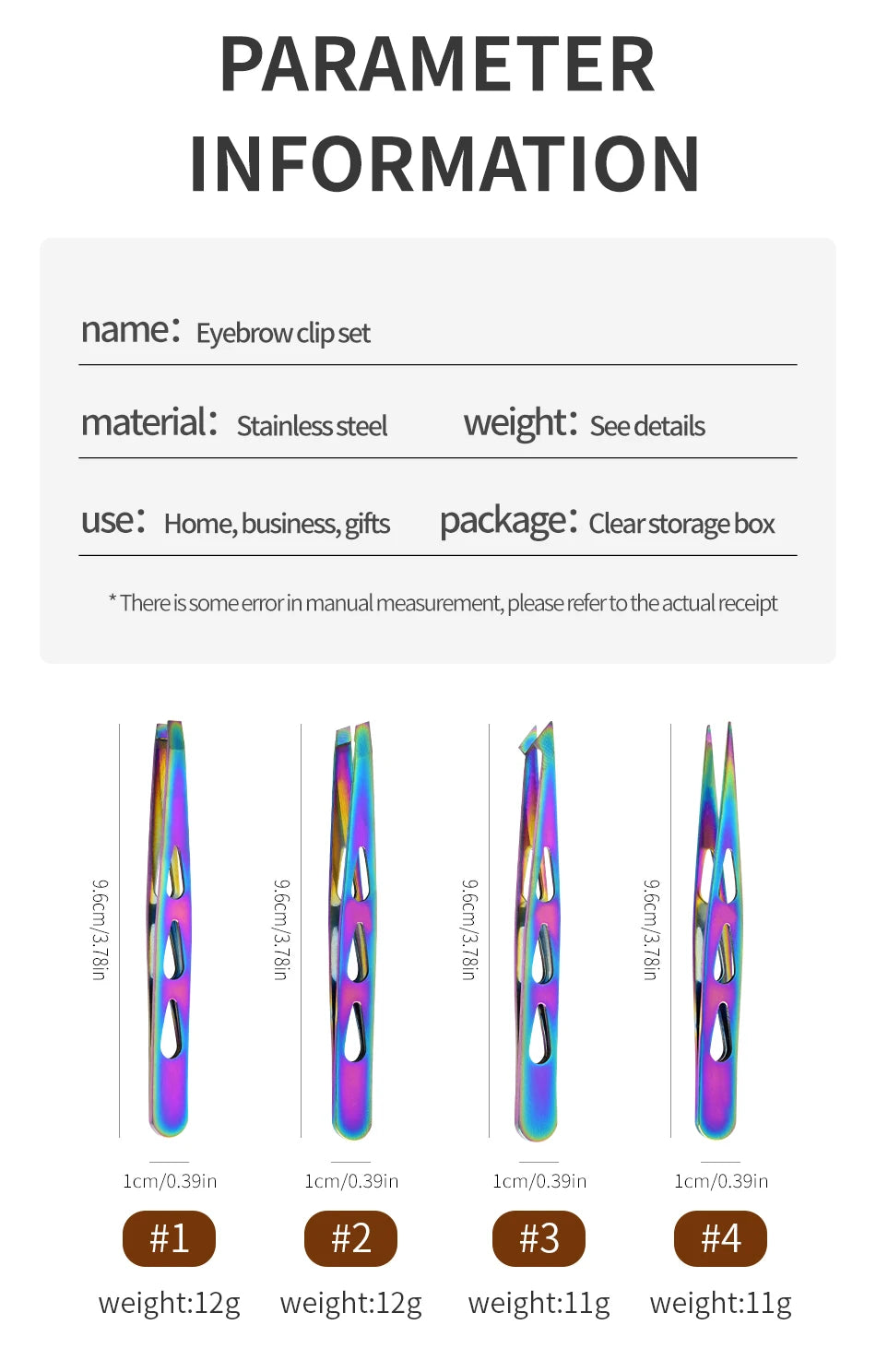 4pcs Eyebrow Tweezers Set - Professional Precision for Brow