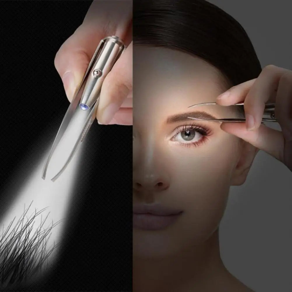 Stainless Steel Eyebrow Clip with LED Light