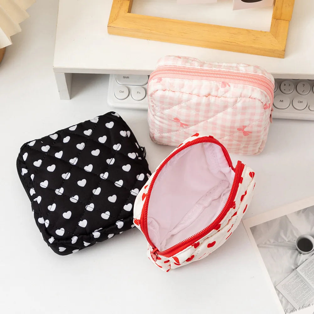 Heart Print Sanitary Napkins Storage Bag Feminine Period