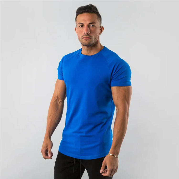 Fitness T-Shirt Men Bodybuilding Short Sleeve Sport Running