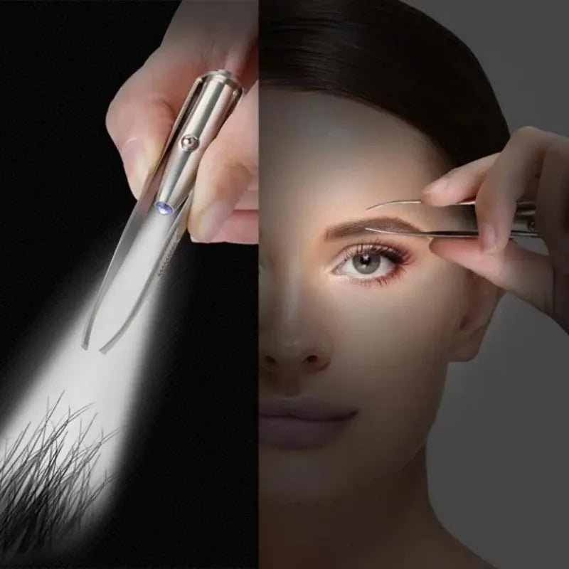 Stainless Steel Eyebrow Clip with LED Light