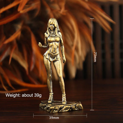 Brass Beautiful Girl Model Small Statue Beauty Lady