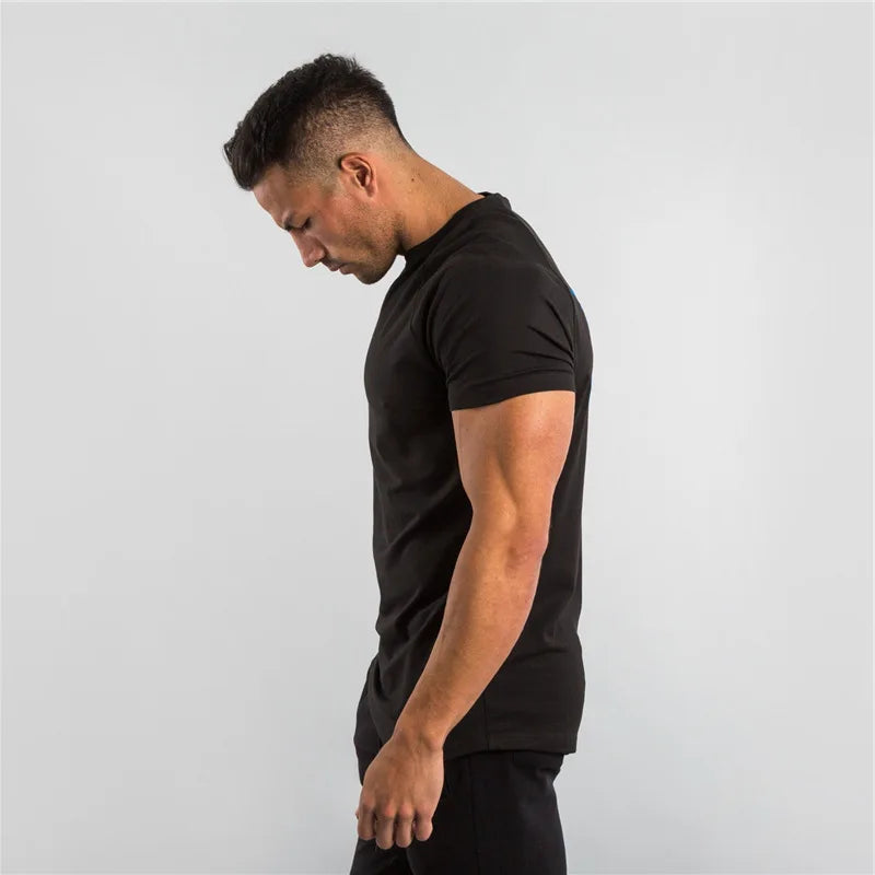Fitness T-Shirt Men Bodybuilding Short Sleeve Sport Running