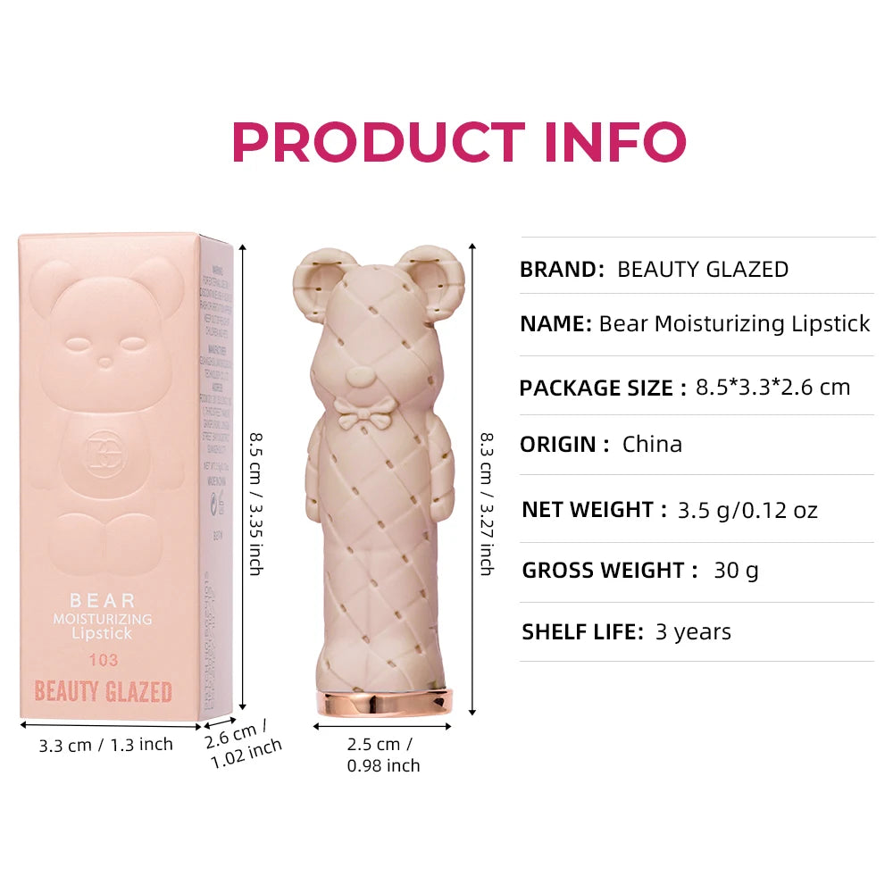 Beauty Glazed Bear Moisturizing Lipstick Colored Lip Balm