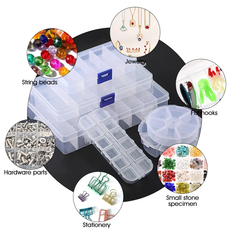 Transparent Plastic Storage Jewelry Box Compartment