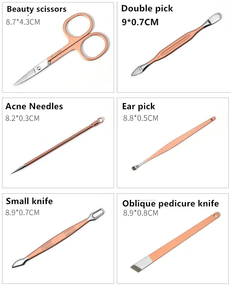 New Rose Gold& Black Nail Scissors Set Nail Clippers