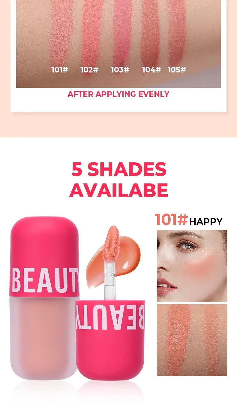 BEAUTY GLAZED 5 Colors Blush Serum Long Lasting Waterproof