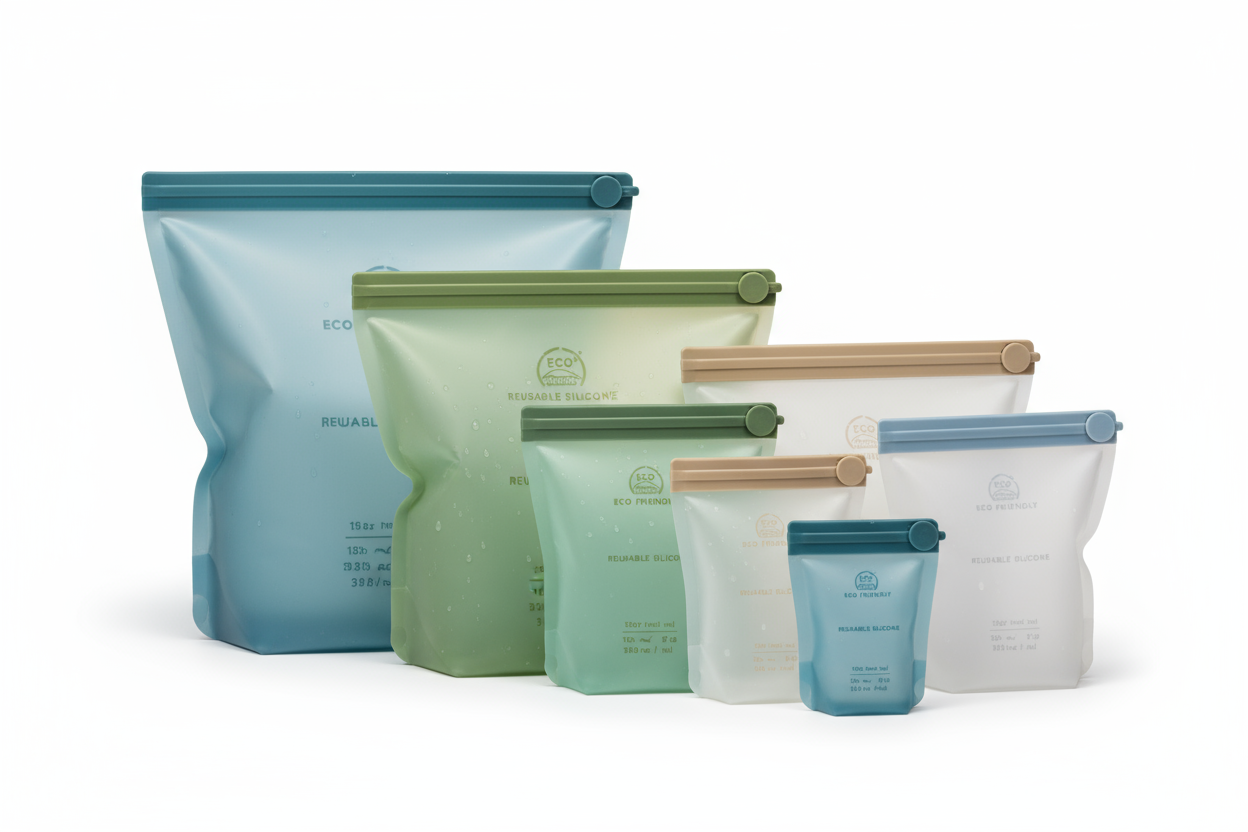 Reusable Silicone Food Storage Bags - 4-Pack Eco-Friendly