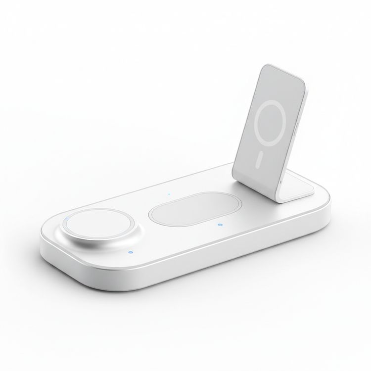 3-in-1 Wireless Charging Station for iPhone, Apple Watch, and AirPods - Professional product photo