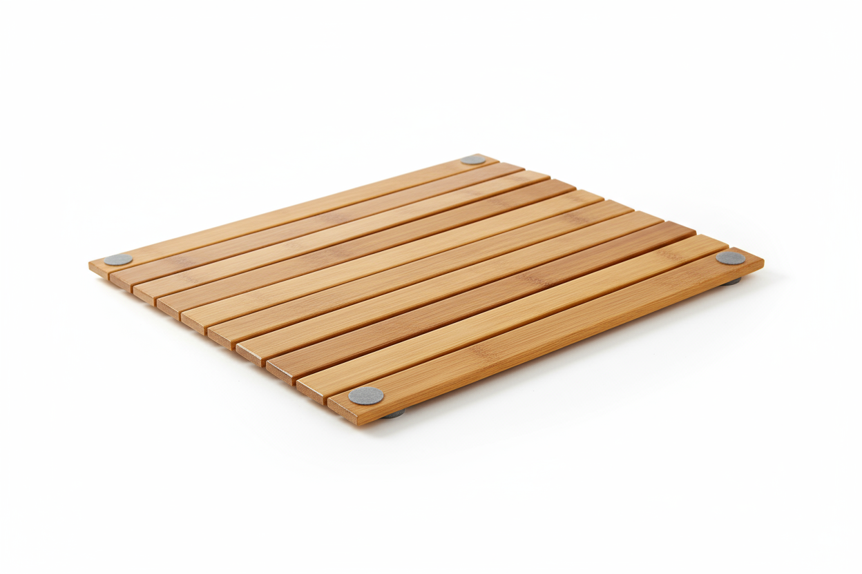 Bamboo Bath Mat - Non-Slip Wooden Shower Floor Mat